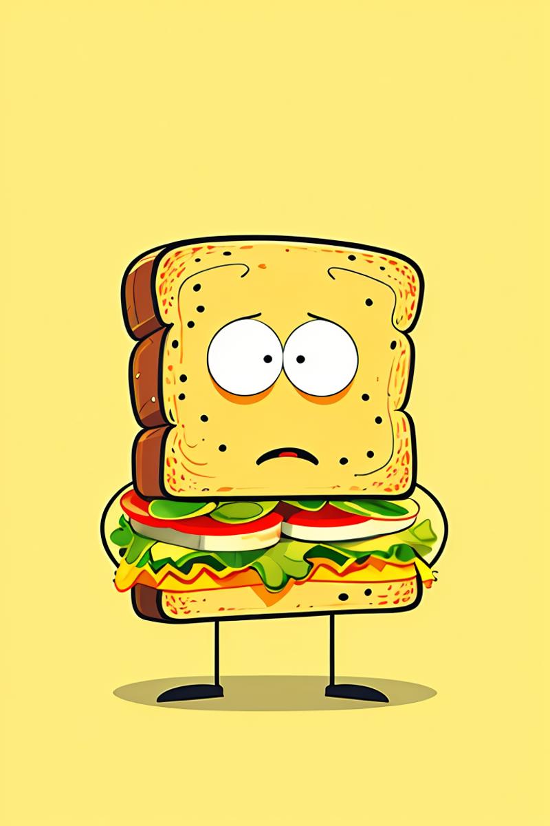 404589-3408800749-master piece,high quality,a sandwich,cartoon Character,illustration,_lora_【卡通IP】食物夸张拟人 插画&3D风格_v1.0_0.8_,.png